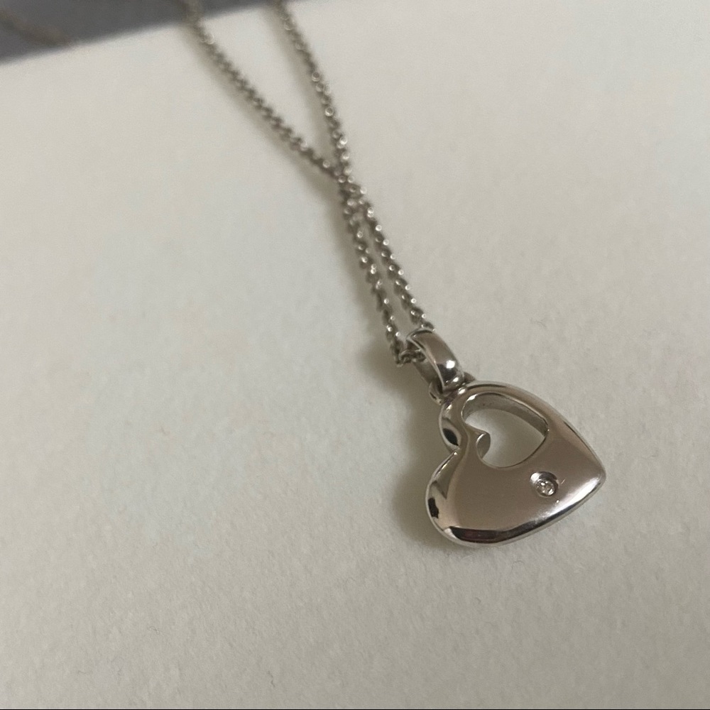 Small Diamond Open Heart Necklace (sterling silver 925)